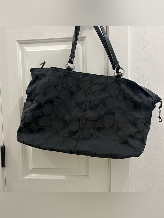 Coach Handbags - Coach Black Signature Jacquard Tote with Leather Handles